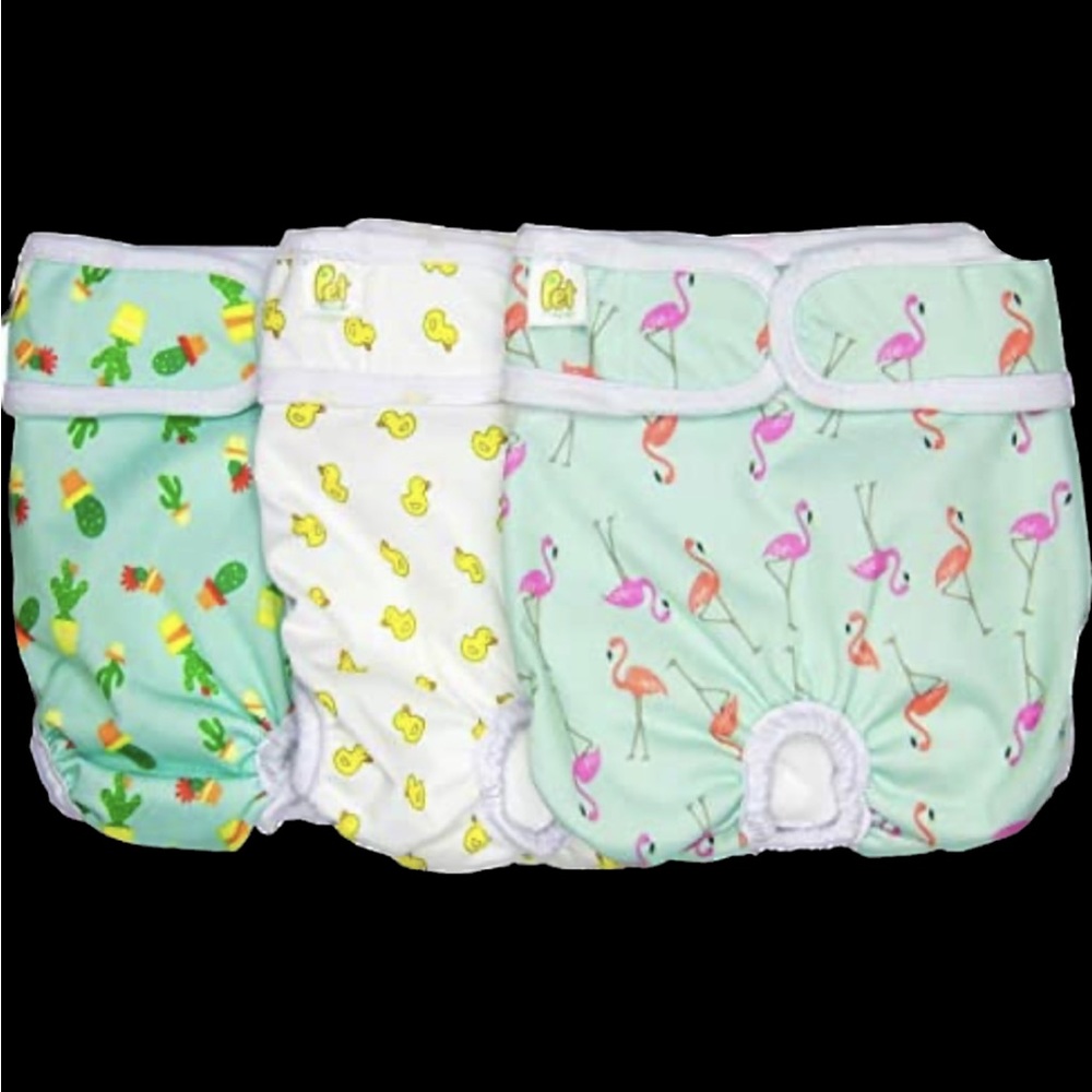 Reusable Washable Medium Dog Diapers pack of 3.  Large waist size 14”-20” New.